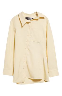 Jacquemus La Chemise Pablo Asymmetric Button-Up Shirt in Pale Yellow