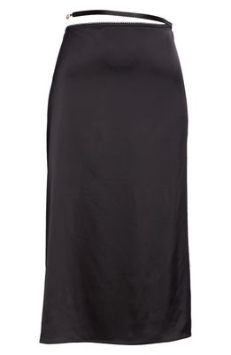 Jacquemus La Jupe Notte Satin Midi Skirt in Black