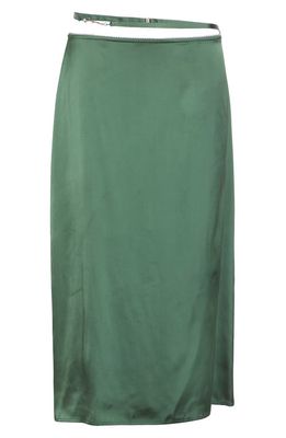 Jacquemus La Jupe Notte Satin Midi Skirt in Dark Green
