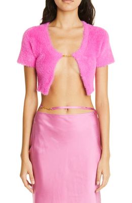 Jacquemus La Maille Neve Fluffy Crop Cardigan in Pink