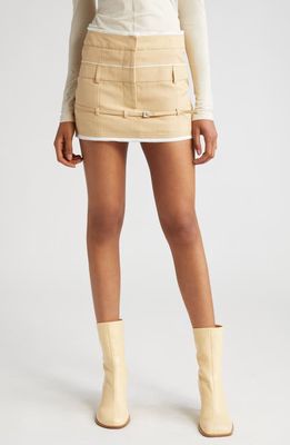 Jacquemus La Mini Jupe Caraco Belted Miniskirt in Beige