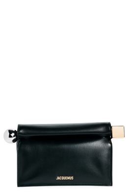 Jacquemus La Pochette Rond Carré Leather Clutch in Black 990