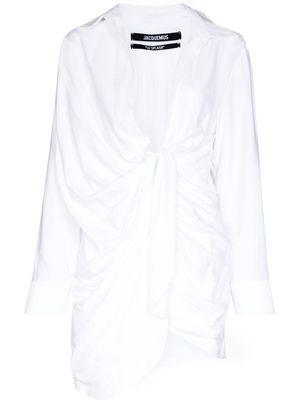 Jacquemus La Robe Bahia draped shirt dress - White