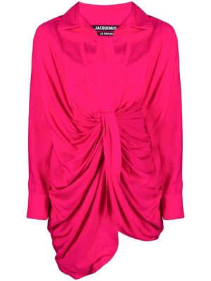 Jacquemus La Robe Bahia draped shirtdress - Pink
