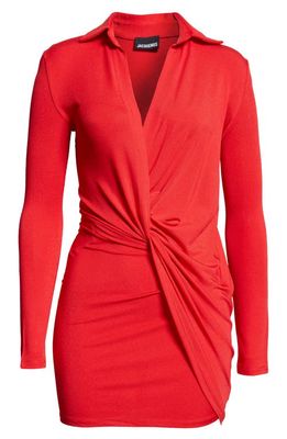 Jacquemus La Robe Bahia Long Sleeve Jersey Minidress in Red