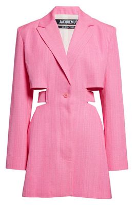 Jacquemus La Robe Bari Cutout Long Sleeve Blazer Minidress in Pink