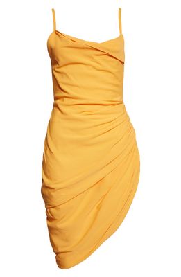 Jacquemus La Robe Saudade Asymmetric Draped Minidress in Orange