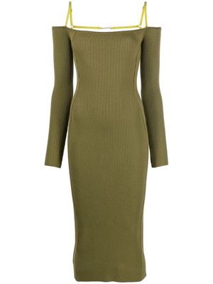 Jacquemus La Robe strap-detail ribbed-knit midi dress - Green