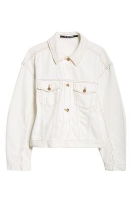 Jacquemus La Veste de-Nîmes Denim Trucker Jacket in Off-White/Tabac