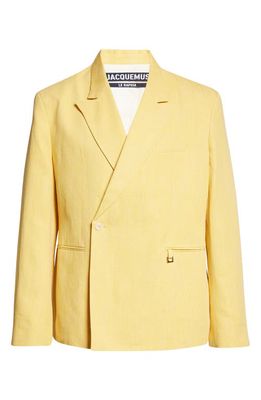 Jacquemus La Veste Madeiro Boxy Linen Blend Blazer in 250 Yellow