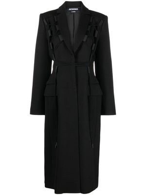 Jacquemus lace-up tailored mid-length coat - Black