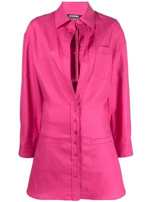 Jacquemus layered-effect long-sleeve shirtdress - Pink