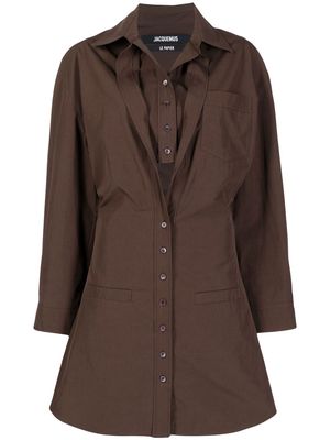 Jacquemus layered long-sleeve shirt dress - Brown