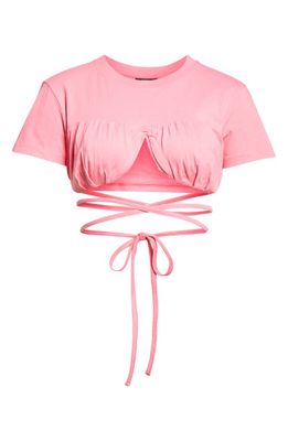 Jacquemus Le Baci Underwire Crop T-Shirt in 450 Dark Pink