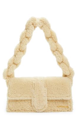 Jacquemus Le Bambidou Genuine Shearling Shoulder Bag in Ivory