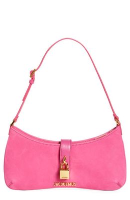 Jacquemus Le Bisou Padlock Leather Shoulder Bag in 450 Dark Pink
