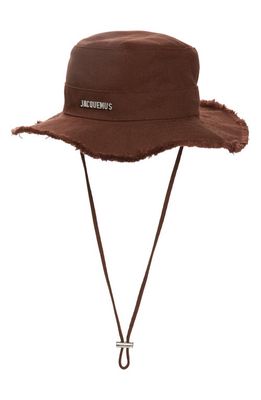Jacquemus Le Bob Artichaut Raw Brim Cotton Bucket Hat in Brown 850