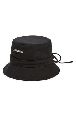 Jacquemus Le Bob Gadjo Drawstring Bucket Hat in Black 990