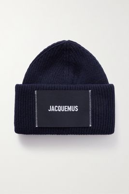 Jacquemus - Le Bonnet Appliquéd Ribbed Wool-blend Beanie - Blue