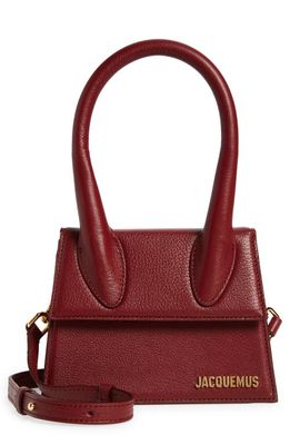 Jacquemus Le Chiquito Moyen Leather Top Handle Bag in Dark Burgundy
