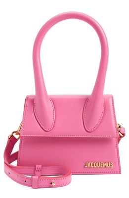 Jacquemus Le Chiquito Moyen Leather Top Handle Bag in Neon Pink 434
