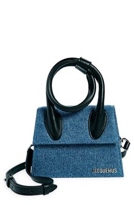 Jacquemus Le Chiquito Noeud Denim & Leather Crossbody Bag in Blue