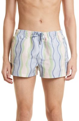 Jacquemus Le Maillot Pingo Swim Trunks in 3Cl Print Blue Vertical Waves