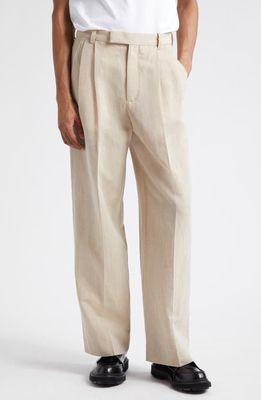 Jacquemus Le Pantalon Titolo Loose Fit Pleat Front Pants in Beige