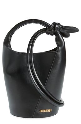Jacquemus Le Petit Tourni Leather Bucket Bag in Black