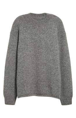 Jacquemus Le Pull Jacquard Logo Brushed Alpaca & Merino Wool Blend Sweater in Grey