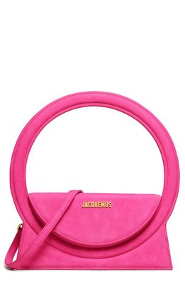 Jacquemus Le Sac Rond Leather Top Handle Bag in Dark Pink