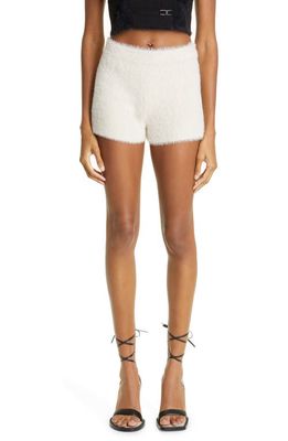Jacquemus Le Short Neve Fluffy Wool Blend Bike Shorts in Off-White
