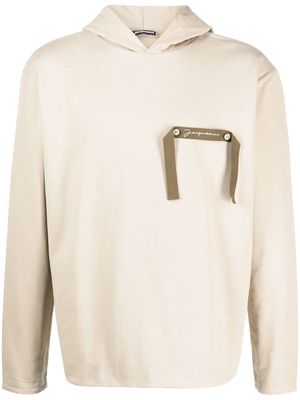 Jacquemus Le Sweatshirt Desenho logo-ribbon cotton hoodie - Neutrals