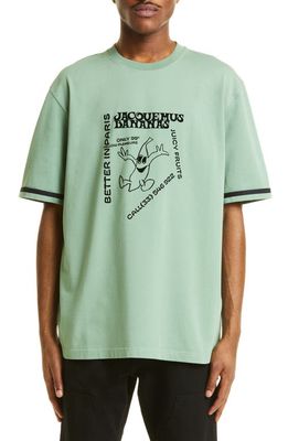 Jacquemus Le T-Shirt Banana Oversize T-Shirt in 5Bf Print Banana Green
