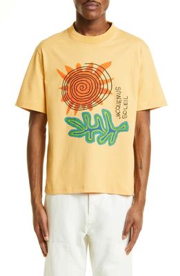 Jacquemus Le T-Shirt Solheiro Oversize T-Shirt in 2Aq Print Arty Leaf Yellow