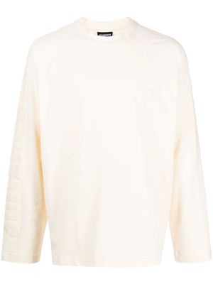 Jacquemus Le t-shirt Typo long-sleeve cotton T-shirt - Neutrals