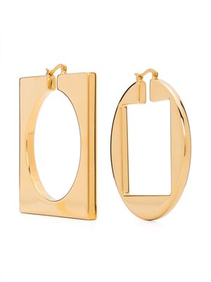 Jacquemus Les Creoles Rond Carré asymmetric hoop earrings - Gold