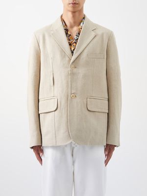 Jacquemus - Linen Suit Jacket - Mens - Beige