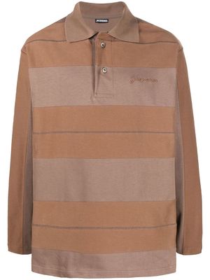 Jacquemus logo-embroidered long-sleeve polo shirt - Brown