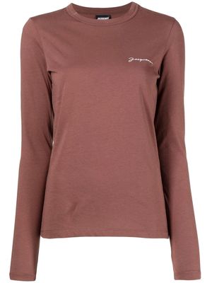 Jacquemus logo-embroidered long-sleeve T-shirt - Brown