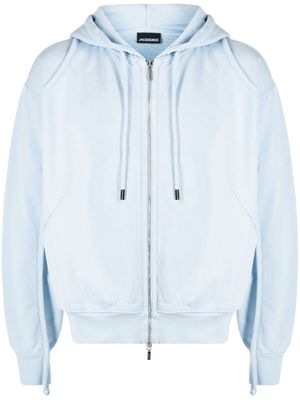 Jacquemus logo-embroidered two-way zip hoodie - Blue