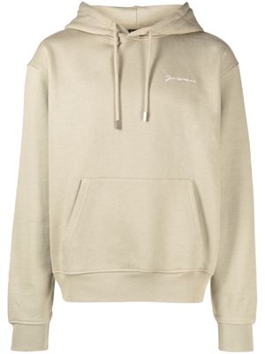Jacquemus logo-embroidery cotton hoodie - Green