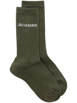 Jacquemus logo-intarsia ankle socks - Green