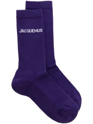 Jacquemus logo-intarsia ankle socks - Purple