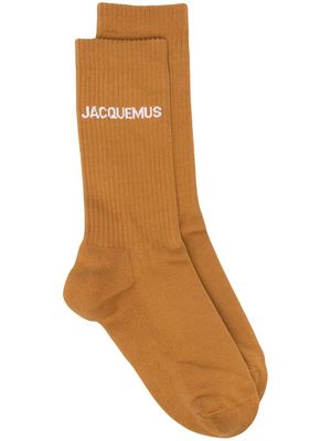 Jacquemus logo-jacquard ribbed socks - 810 LIGHT BROWN