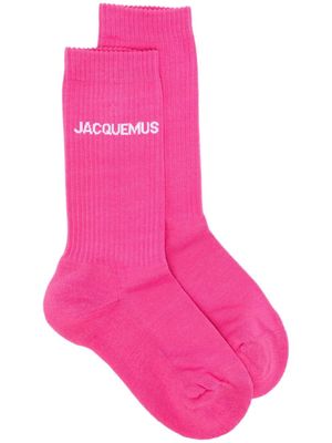 Jacquemus logo-jacquard ribbed socks - Pink