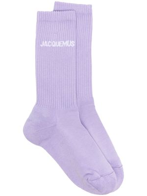 Jacquemus logo-jacquard ribbed socks - Purple