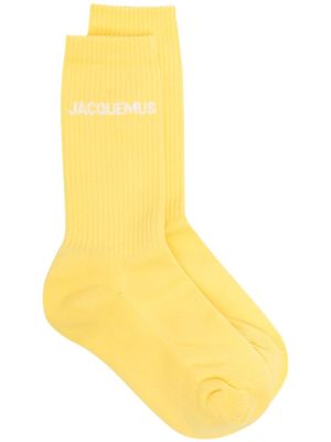Jacquemus logo-jacquard ribbed socks - Yellow