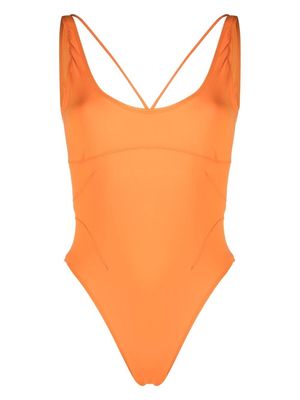 Jacquemus logo-lettering open-back swimsuit - Orange