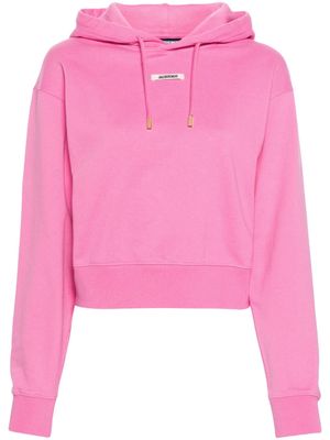 Jacquemus logo-patch cotton hoodie - Pink